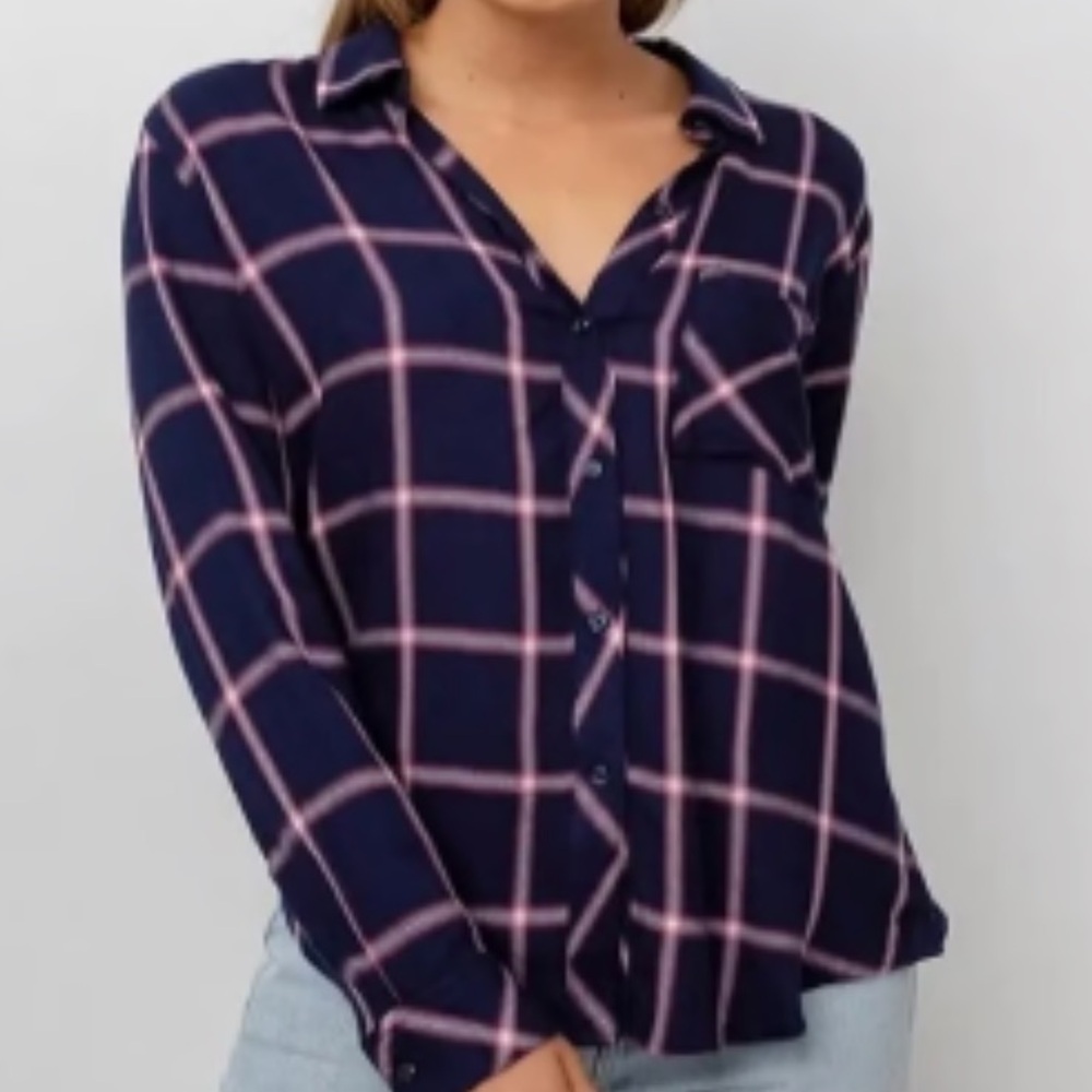 Rails Hunter Plaid Flannel Button Down Shirt Top Sapphire
Magenta Small